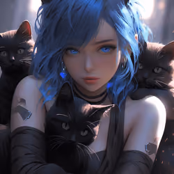 BlueHair Neko MiMi Girl #004