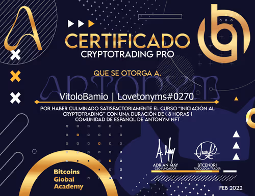 Certificado BGA Antonym NFTs