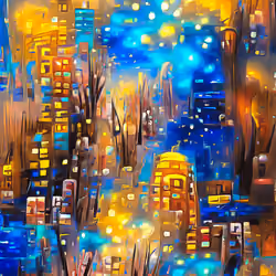 City Lights 09 Golden Glitter and Blue Night