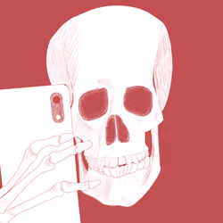 skull selfie red