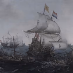 Dutch Ships Ramming Spanish Galleys