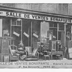 Paris VI, 47 rue Bonaparte, salle de ventes Bonaparte, mobiliers d'occasion, 1946