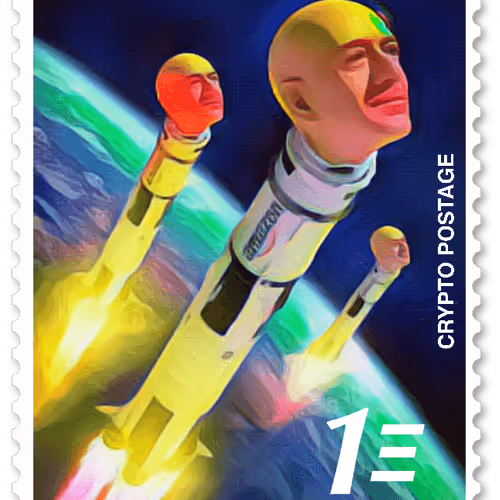 Bezos inseminating Space #6 - Crypto Stamp NFT