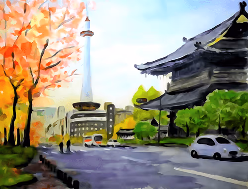 Beautiful Kyoto #0036 Nishi Honganji Temple and Kyoto Tower