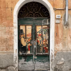 shabby green door