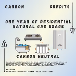 Carbon credits for CO2 emissions of One Year of residential natural gas usage