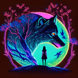 Wolf and pretty girl #003