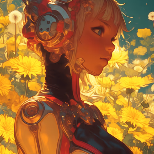 Cyberpunk Girl Black Rabbit Dandelion