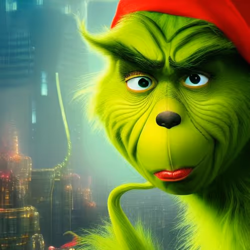100NFTv1_the grinch wallppaper movie in a futuristic city