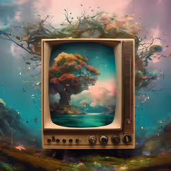A Television With A Tree On The Screen