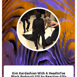 Kim Kardashian With A HeadtoToe Black Bodysuit GIF by Reaction GIFs 