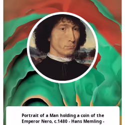 Portrait of a Man holding a coin of the Emperor Nero, c.1480 - Hans Memling - WikiArt.org