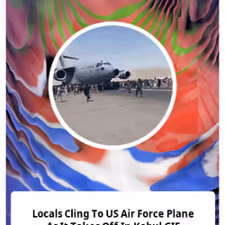 Locals Cling To US Air Force Plane As It Takes Off In Kabul GIF 
