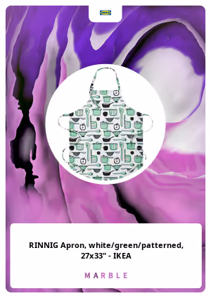 RINNIG Apron, white/green/patterned, 27x33" - IKEA