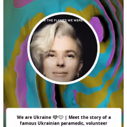 We are Ukraine 💙💛: "Meet the story of a famous Ukrainian paramedic, volunteer commander of Taira's Angels and junior sergeant of the Armed Forces of Ukraine, Yuliia "Taira" Paievska. 

The story of Yuliia "Taira" Paievska's participation in the defense of Ukraine begins in 2013–2014, when she served as a volunteer street medic at the Revolution of Dignity. At the outset of Russian aggression in the east of Ukraine in 2014, she founded the "Taira's Angels" unit, which saved thousands of lives and operates till now. In March 2022, Taira was captivated by the Russians. After three months, she was released and returned home. 

Taira became one of the most powerful symbols of the indomitability of the Ukrainian people when, after the captivity, she continued to actively help the army and the country without losing her optimism, willpower, and confidence in the future. "Ukraine will be saved by a miracle, and this miracle is the Ukrainian people," Paievska says.

This publication was created to support the project "From the Flames We Were Born." It aims to show the face of the Ukrainian national struggle and help raise funds to purchase essential equipment for the Main Military Clinical Hospital. 

Photo @minasorvino 

#WeAreUkraine #StandWithUkraine"