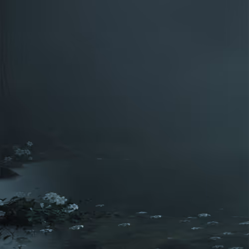 A true artwork of a flower and water lost in a fog
