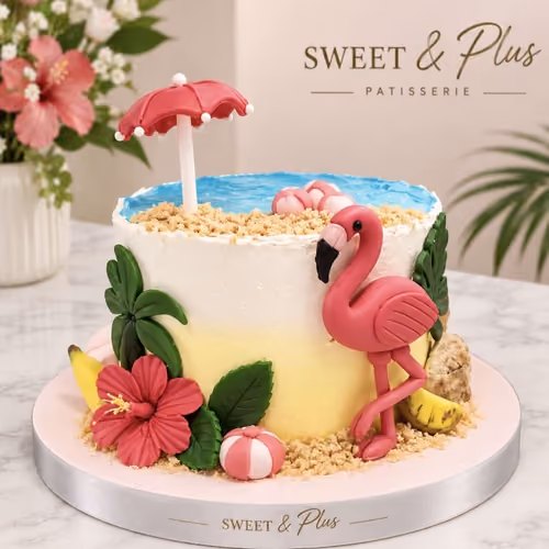 Tropical Flamingo Beach Cake – SWEET & Plus