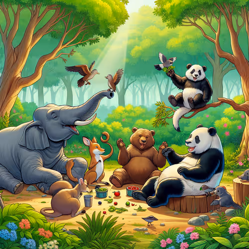 scene of friendship among animals