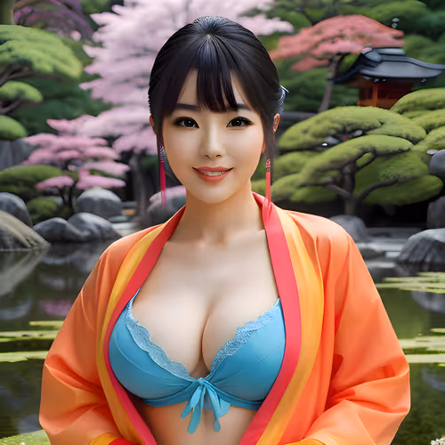 Japanese girl in a garden