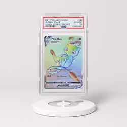 [THIS NFT HAS MOVED] 2021 Pokémon Sword & Shield Fusion Strike Full Art Holo Rainbow Mew VMAX #268 (PSA 63802607)
