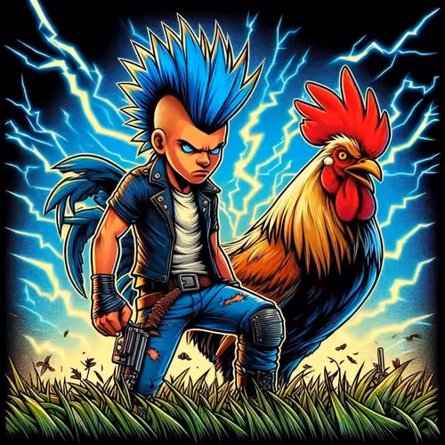 Punk Rooster and Man