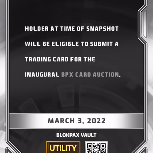 Utility Insert 2: Trading Card in BPX Auction (UI-2)