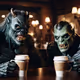 Monsters Having Some Coffee.  Happy Halloween 2024.