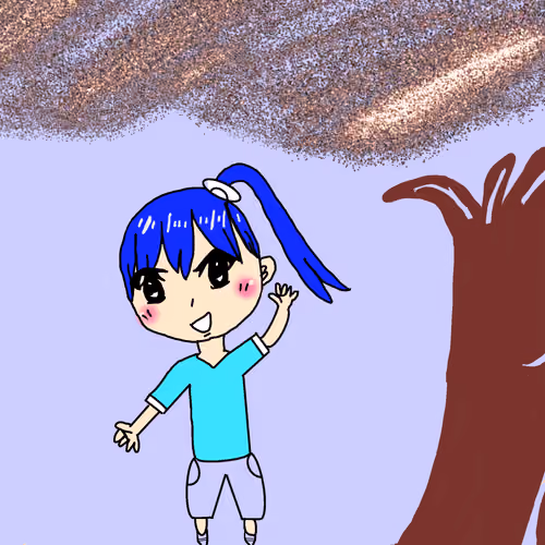 よるにコウモリがかくれていそうな所にいるあおちゃん #29