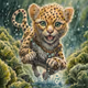 Cute leopard in the rain