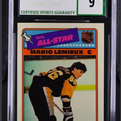 1988-89 Topps Stickers Mario Lemieux #8 - (Cert: 1008028013)
