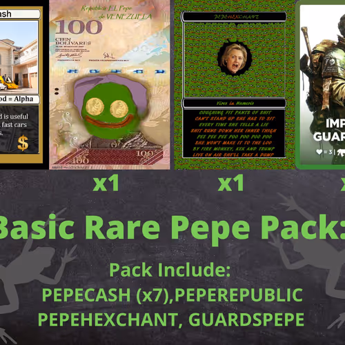 Basic Rare Pepe Pack || 10 Cards || PEPECASH (x7), PEPEREPUBLIC, PEPEHEXCHANT, GUARDSPEPE