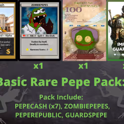 Rare Pepe Pack || 10 Cards || PEPECASH (x7), ZOMBIEPEPES, PEPEREPUBLIC, GUARDSPEPE