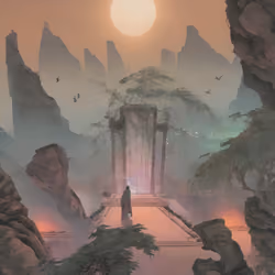 A Man Standing On A Bridge In The Middle Of A Mountain