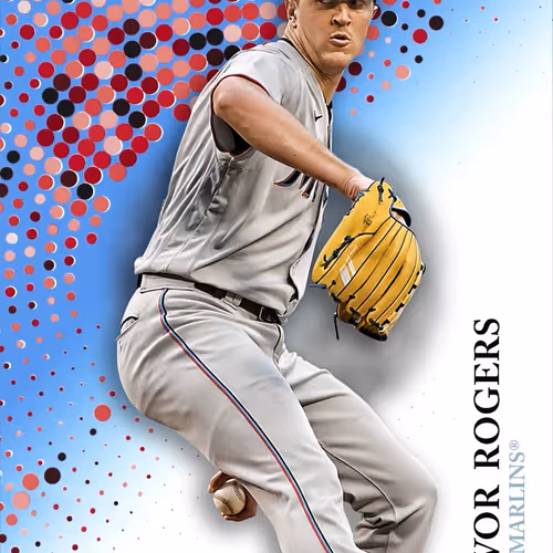 Miami Marlins R Trevor Rogers Base Blue 1198 Commo
