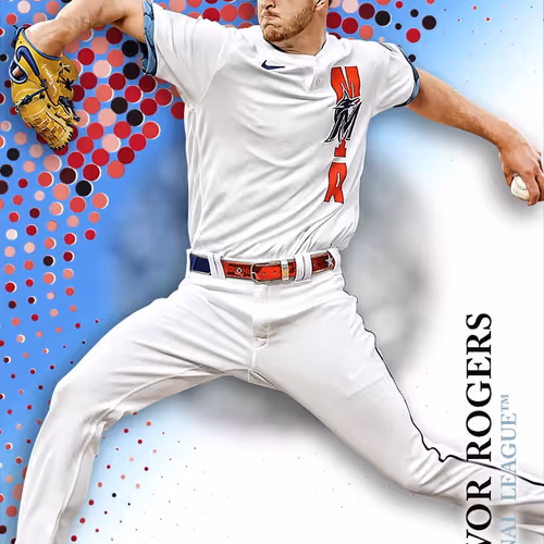 National League Tm Trevor Rogers Base Blue 1296 Co