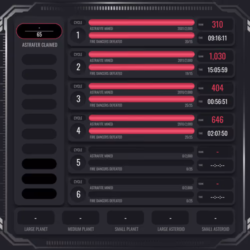 Astrafite Rush: Progress Tracker