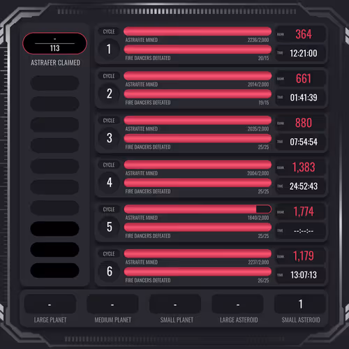 Astrafite Rush: Progress Tracker