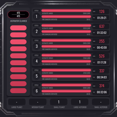 Astrafite Rush: Progress Tracker