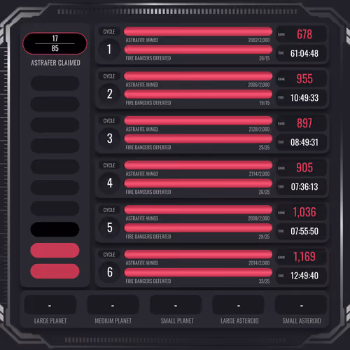 Astrafite Rush: Progress Tracker