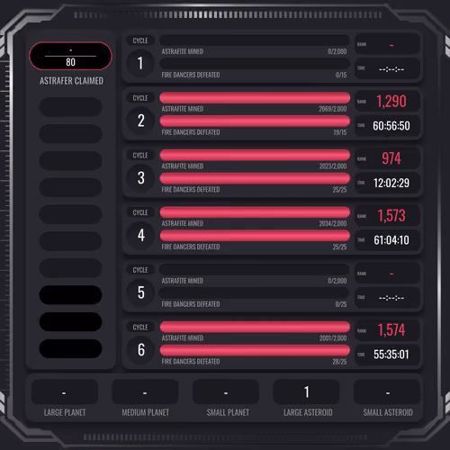Astrafite Rush: Progress Tracker