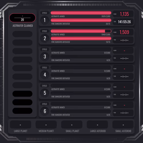 Astrafite Rush: Progress Tracker
