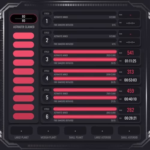 Astrafite Rush: Progress Tracker