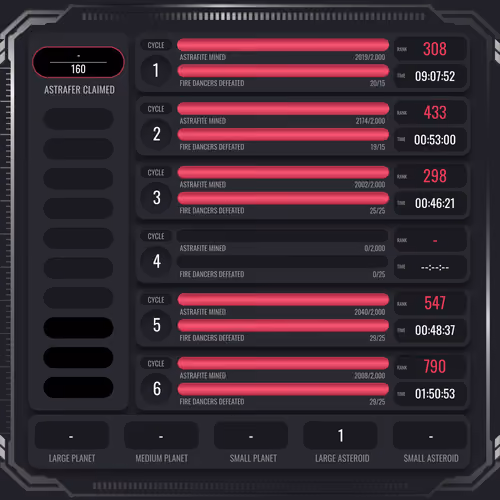 Astrafite Rush: Progress Tracker