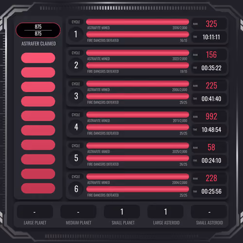 Astrafite Rush: Progress Tracker
