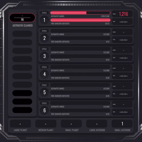 Astrafite Rush: Progress Tracker