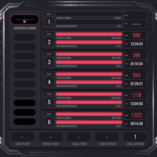Astrafite Rush: Progress Tracker