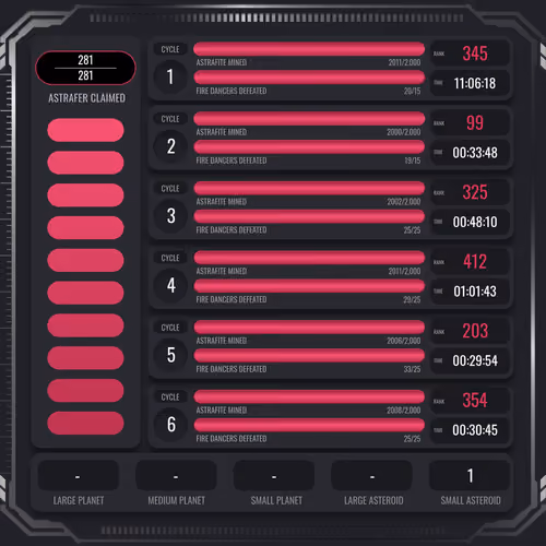 Astrafite Rush: Progress Tracker