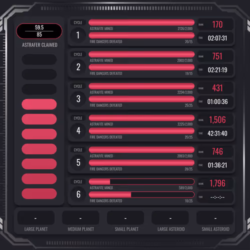 Astrafite Rush: Progress Tracker