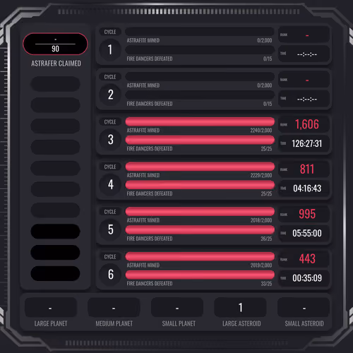 Astrafite Rush: Progress Tracker