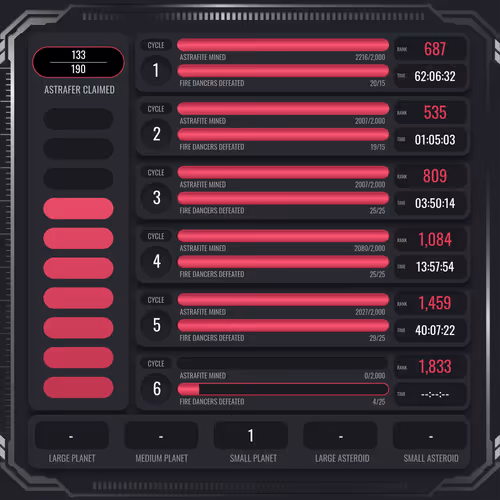 Astrafite Rush: Progress Tracker